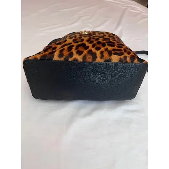 Talbots Hobo Bag Leopard Leather Calf Hair - Picture 7 of 11